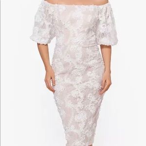 XSCAPE  Off the shoulder lace evening dress size 4